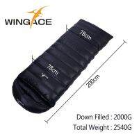 WINGACE ถุงนอนฤดูหนาวสำหรับผู้ใหญ่ขนเป็ด2000G 3000G 4000G สำหรับการท่องเที่ยวกลางแจ้งตั้งแคมป์ถุงนอนการเดินทางถุงนอน