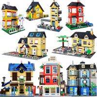 City Architecture Villa Cottage Model Building Blocks Compatible Friends Beach Hut Modular Home House Village Construction Toys