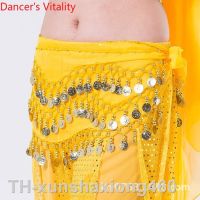 2023卐 Belly Female adult temperament Tulle Waist Chain Apparel 3 Row Coins Hip Scarf Practice Accessories