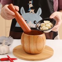 【CC】❈℡  Garlic Jar Grinder Manual Masher Wood Food  Gadgets