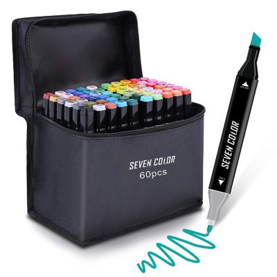 24/60 Color Double Head Art Marker Set Alcohol Comic Sketch Highlighter Sketchbook Drawing Stationery School Supplies