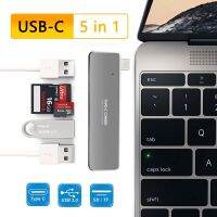 【In-demand】 ClickDeals ฮับ USBC 5 In 1 Type C ถึง3พอร์ต USB3.0 TF การ์ดรีดเดอร์ SD USB C Type-C แท่นวางมือถือแล็ปท็อปอะแดปเตอร์สำหรับ MacBook Pro 2017 2018