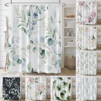 Baltan HOME LY1 Flower Eucalyptus Leaf Palm Tree Green Shower Curtain Natural Pastoral ins Style Country Bathroom Curtain Rose Hanging Curtain Curtain