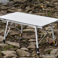 ☈❦ Telescopic Folding Table Split-leg Adjustment Outdoor Camping Egg Roll Table Portable Aluminum Alloy Table Large Load-bearing