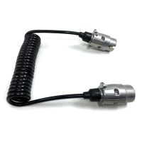 20217 Pin Metal Trailer Plugs wcurly extension Cable Lead 1.5M Male To Male 12V Trailer Lighting Board Caravan W91F