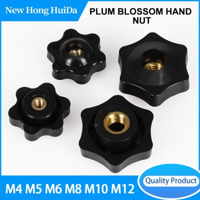 Plum Bakelite Hand Tighten Nuts Clamp Knob Handle Thread Star Black Manual Thumb Nut M4 M5 M6 M8 M10 M12 Nails  Screws Fasteners