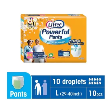 Lifree Extra Absorb Adult Diaper Pants Unisex, Medium (M), 10