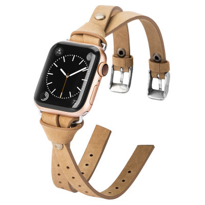 Wearlizer Women Leather Strap for Apple Watch Fashion Double Leather 38mm 40mm 42mm 44mm Band for iwatch series 5 4 3 2 Ckhb-bd1