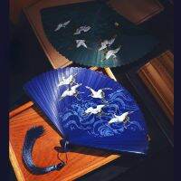 【jw】❀๑∈  5 inch fan mini Chinese style bamboo spray painting retro men and women folding green dance summer