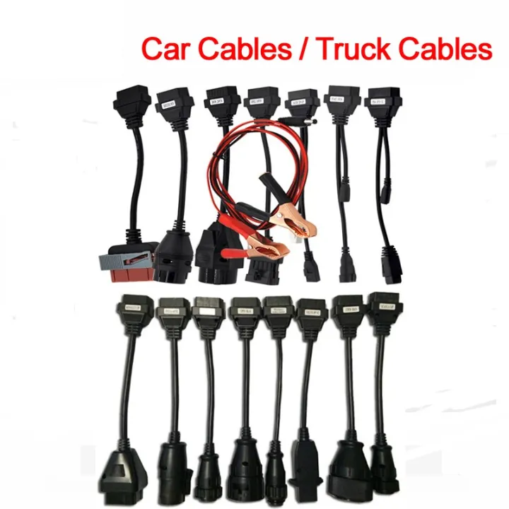 16 Pieces Car Cables OBD Full Set OBD2 Truck Cables for Delphi 150e