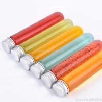 【CW】⊙  4pcs40ml Plastic Transparent Test Tubes With Aluminum Cap Bottles School Supplies Lab Equipments 140x25mm