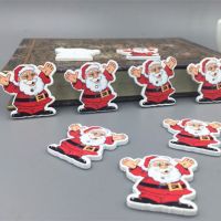 100pcs  Christmas Craft Santa Claus Wooden Sewing Buttons Scrapbooking  2 Holes 30mm Haberdashery