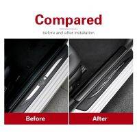 、‘】【’ Interior Carbon Fiber Stickers Leather Door Sill Scuff Plates Welcome Threshold Decoration For BMW F10 2011-2017 Car Styling