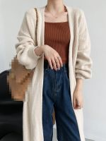 2023 Outono E Inverno Feminino Preguiçoso Sobre O Joelho Meados De Comprimento Malha Cardigan,คาร์ดิแกน