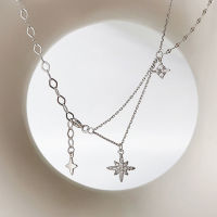 New 925 Sterling Silver Necklace Shiny Stars Multi-layer Pendant Shiny Clavicle Chain Exquisite Accessories Girls Party Gifts