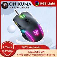 ZZOOI ONIKUMA Gaming Mouse 6 Levels Adjust 6400 DPI 7 Buttons Programmable Wird Mice with E-sports Optical Sensor 7 RGB Light