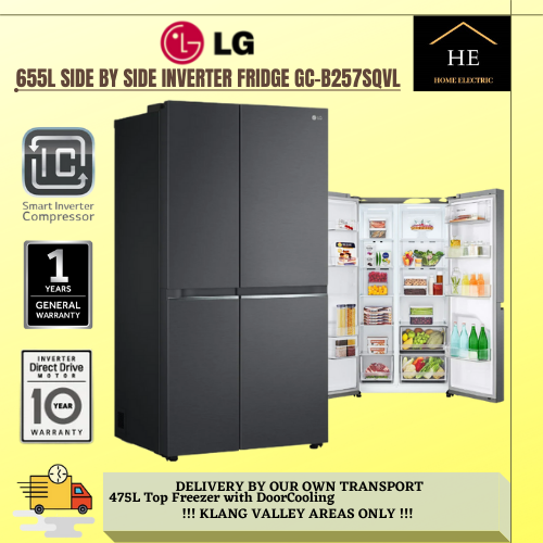 LG 655L SidebySide Fridge Refrigerator in Matte Black Finish GCB257SQVL Peti Ais Peti Sejuk