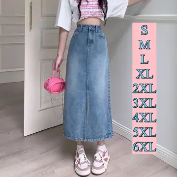 Plus size long shop denim skirts 3xl