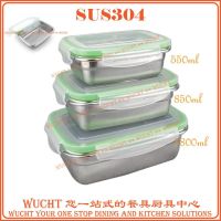 【WUCHT】กล่องอาหารกลางวัน สเตนเลส ทรงสี่เหลี่ยมผืนผ้า 3 in 1 500 มล. 800 มล. 1800 มล.