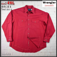 Wrangler®แท้ อก 51 ไซส์ 4XL เสื้อเชิ้ตผู้ชาย แรงเลอร์ สีแดง เสื้อแขนยาว เนื้อผ้าดีสวยๆ