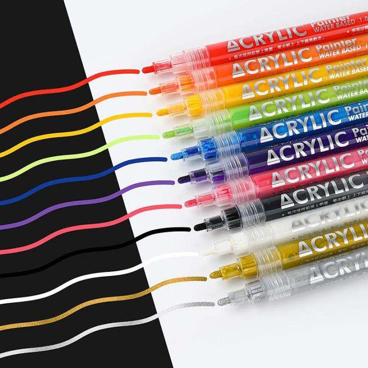 le-12-24-สีอะคริลิกปากกามาร์กเกอร์-extra-fine-และ-dots-tip-สำหรับ-rock-จิตรกรรมแก้วเซรามิคไม้ผ้าผ้าใบโลหะ-zptcm3861