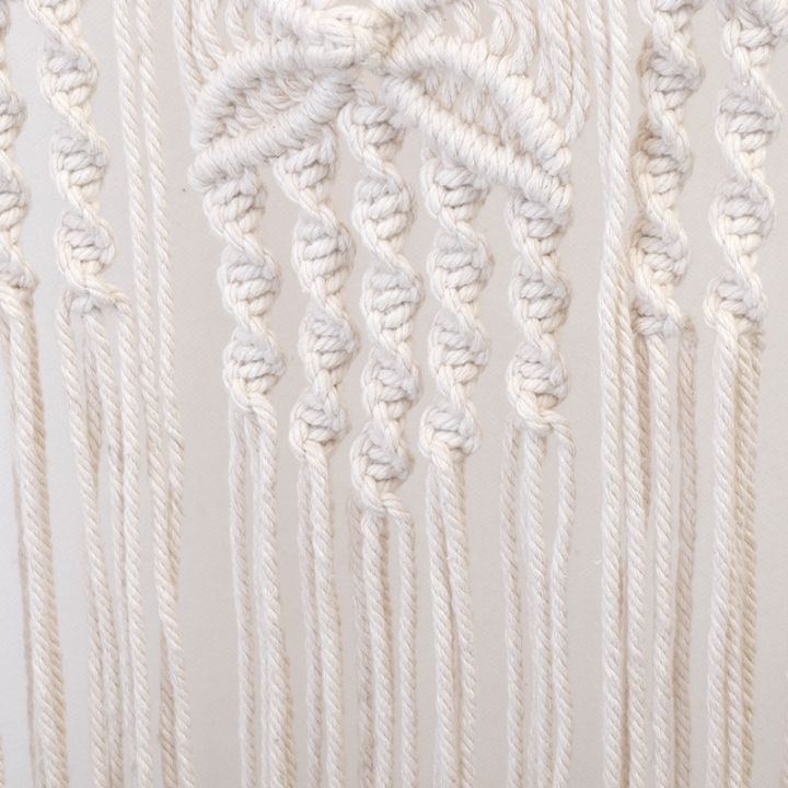 พรมเชือกฝ้ายถักด้วยมือสีขาวเทาเชือกคอตตอนลายผีเสื้อสไตล์กำแพงดอกไม้ผนังในร่มและกลางแจ้งที่พักอาศัย