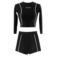 Woman Swimming Suit Women Swimwear Long Sleeve Crop Top High Waist Swimming Pants Woman Sporty Beachwear