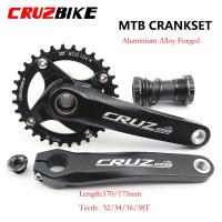 Cruzbike 104BCD ชุดข้อเหวี่ยงจักรยานขาจานจักรยานจานจักรยานเสือภูเขา170Mm175mm อะลูมินัมอัลลอยสีดำกลม32/34/36/38T พร้อมขายึดด้านล่าง