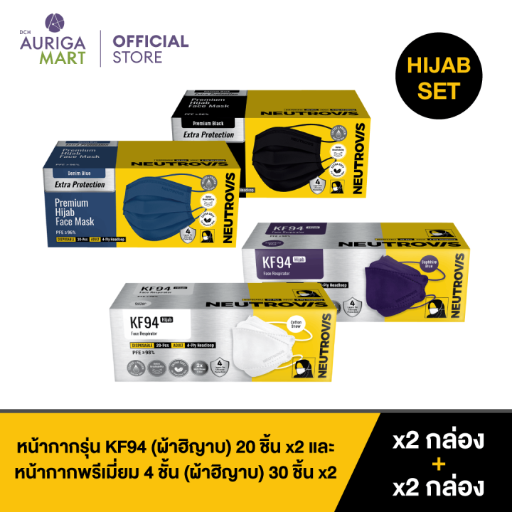 neutrovis-hijab-face-mask-set-นิวโทรวิส-หน้ากากรุ่น-kf94-x2-กล่อง-และ-หน้ากากพรีเมี่ยม-4-ชั้น-x2-กล่อง