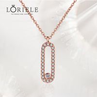 LORIELE Real Moissanite Necklace 18K Rose Gold Plated Sterling Silver Paper Clip Pendant Chain Jewelry Gift for Women Sister Wif Fashion Chain Necklac