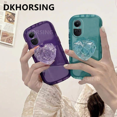 DKHORSING ปลอกอ่อนหรูสำหรับ OPPO Reno 10 / Reno 10 Pro / Reno 10 Pro + เคสโทรศัพท์ซิลิโคนป้องกันเลนส์ใส Oppo Reno 10 5G ฝาหลัง2023 OPPO Reno 10Pro บวก5G พร้อมที่ยึดรูปหัวใจคริสตัล