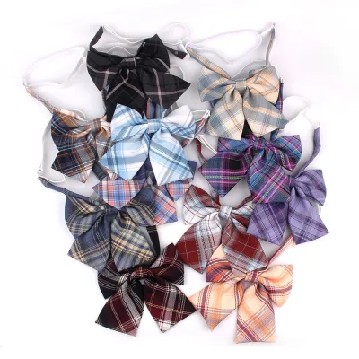 New Students Plaid Bowtie Cotton Bow tie For Women Uniform Collar Butterf Bowknot Adult Check Bow Ties Cravats Girls Bowties