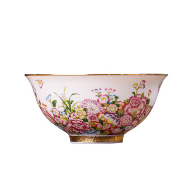 Qing Dynasty Qianlong Enamel Painted Gold Flower Bowl Antique Porcelain Collection Rice Bowl Jingdezhen High Grade Tableware