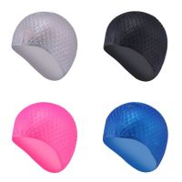 3D Silicone Rubber Swimming Cap Ergonomic Design Ear Pockets Adult Waterproof Swim Caps Hats Swimming Swim Caps