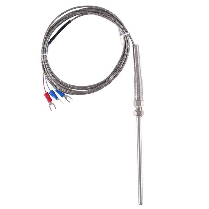 Steel Temperature Probe Pt100 RTD Sensor Cable 2M 98 mm 3 Wires -50 ...