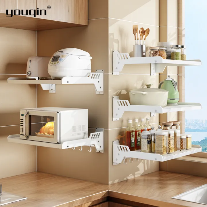 youqin Microwave Oven Holder with Hooks Wallmounted Perforated