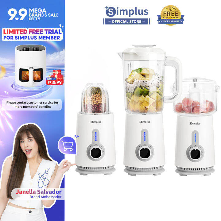 Simplus 3 in 1 Blender Food Processor Heavy Duty Meat Grinder Grinders