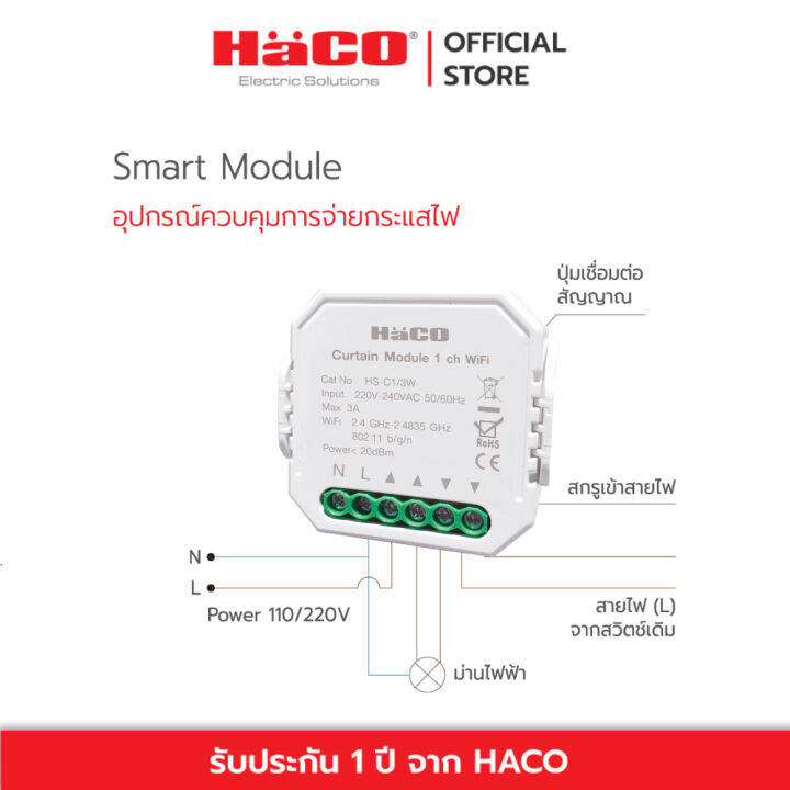 haco-อุปกรณ์-ควบคุมม่านไฟฟ้า-ผ่านแอพ-wifi-curtain-module-1-ch-iot-รุ่น-hs-c1-3w