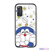 UCUC เคสโทรศัพท์เคสสำหรับVivo V19แก้วเคสมือถือการ์ตูนหรูหราเคสมือถือ เคสโทรศัพท์ เคสหญิงปลอกกรณีแมวGlossyกระจกเทมเปอร์กลับSoft Edgeเคสโทรศัพท์