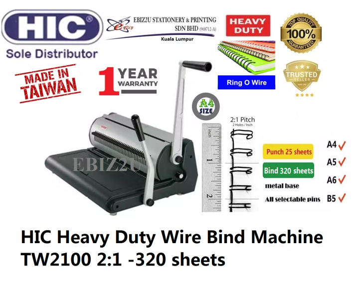 HIC Heavy Duty Wire Bind Machine TW2100 21 320 sheets (binding
