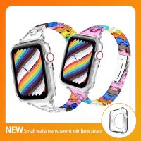 【CHUYANG SHOP】  สายโปร่งใสบางสำหรับ Apple Watch 44มม. 40 41 45มม. Series Se 765สายรัดที่ชัดเจนบนสมาร์ท Iwatch 123 38มม. 42มม. สร้อยข้อมือสายนาฬิกาข้อมือ