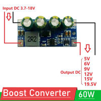 60W DC-DC Boost Converter โมดูล3.7V-18V ถึง5V 6V 9V 12V 15V 19.5V ตัวควบคุมแรงดันไฟฟ้าสำหรับแบตเตอรี่ลิเธียมกรดตะกั่ว