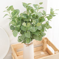 【cw】3 Forks Green Silk Artificial Plant Eucalyptus Leaves for Wedding Home Decoration Arrangement Accessories Fake Tree Leaf nch ！