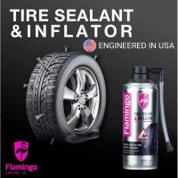 !!! พิเศษ ??Flamingo Sealant สเปรย์ปะยางฉุกเฉิน ยางรั่ว ยางแบน พร้อมเติมลม สำหรับ รถยนต์ รถจักรยานยนต์ ไม่มียางใน