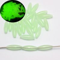 100 Acrylic Luminous Oval Tube Beads 19X6mm Glow In The Dark