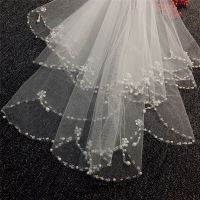 Drop Beaded Bridal Veil 2023 New 2T Veils for Bride Crystal Beaded Wedding Veil With Comb Wedding Veil Hair Accessories