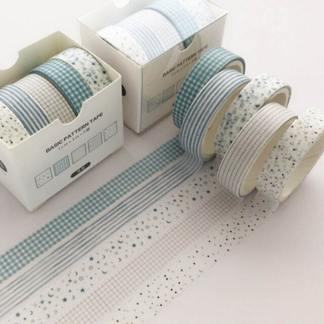 5Pcs/Set Grid Sakura Washi Tape Cute Decorative Adhesive Tape Solid