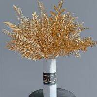 【cw】 Christmas ArtificialGoldenPlastic PlantsTree Branch HomeWedding BouquetWall Decoration 【hot】