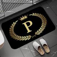 Kitchen Carpet Black Golden Crown Letter Bathroom Mat Balcony Entrance Door Mat Customized Modern Home Decoration Floor Carpets