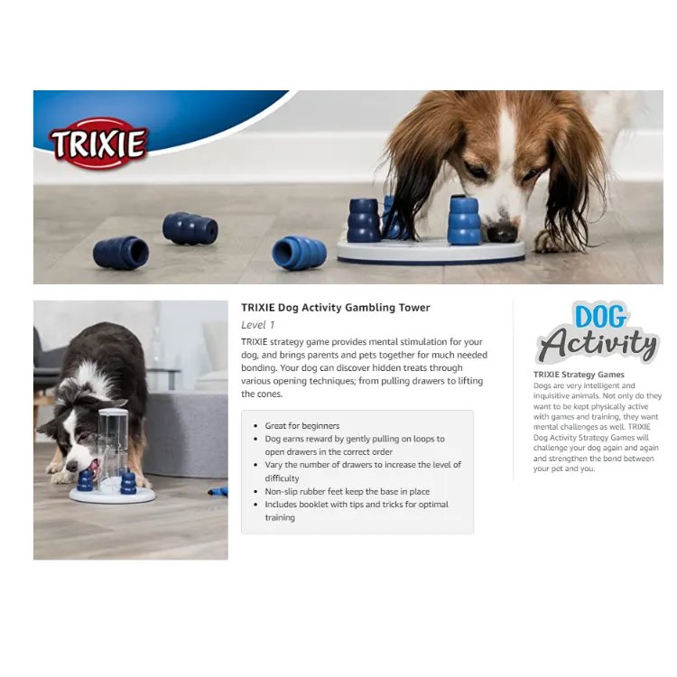 TRIXIE Gambling Tower Strategy Game, Intermediate Dog Puzzle Toy, Level 2  Activity, Treat Puzzle, Interactive Play, Enrichment